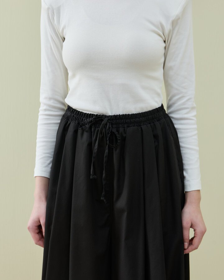 Poplin Pileli Bol Pantolon Etek Siyah - Aybikestil (1)