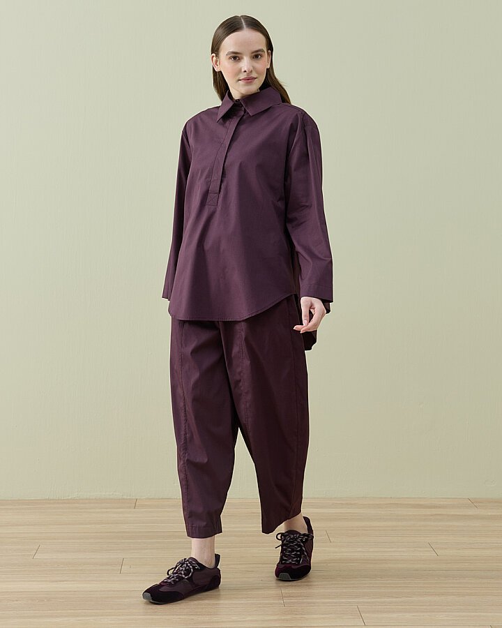 Poplin Polo Yaka Gömlek Mürdüm - Aybikestil (1)