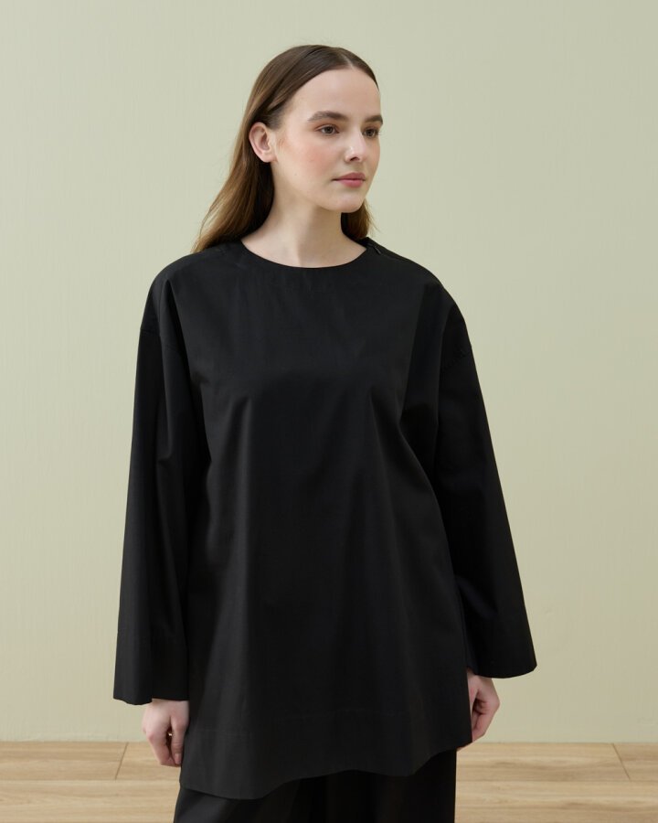 Poplin Pure Tunik Siyah - Aybikestil (1)