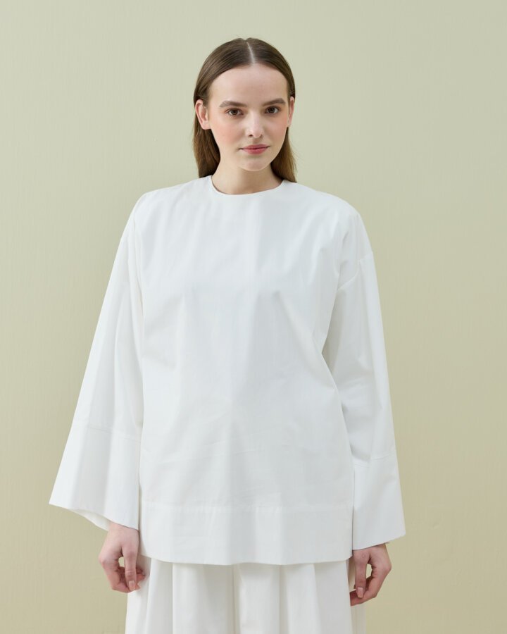 Poplin Seyyar Atkılı Kimono Bluz Ekru - Aybikestil (1)