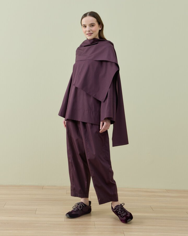 Poplin Seyyar Atkılı Kimono Bluz Mürdüm - Aybikestil (1)