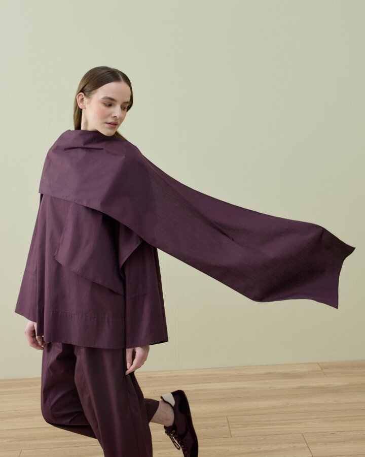 Poplin Seyyar Atkılı Kimono Bluz Mürdüm - Aybikestil