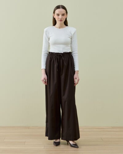Poplin Wide Leg Bol Pantolon Kahve - Aybikestil (1)
