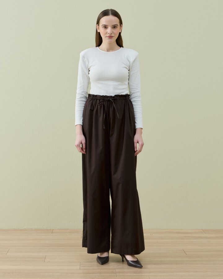 Poplin Wide Leg Bol Pantolon Kahve - Aybikestil (1)