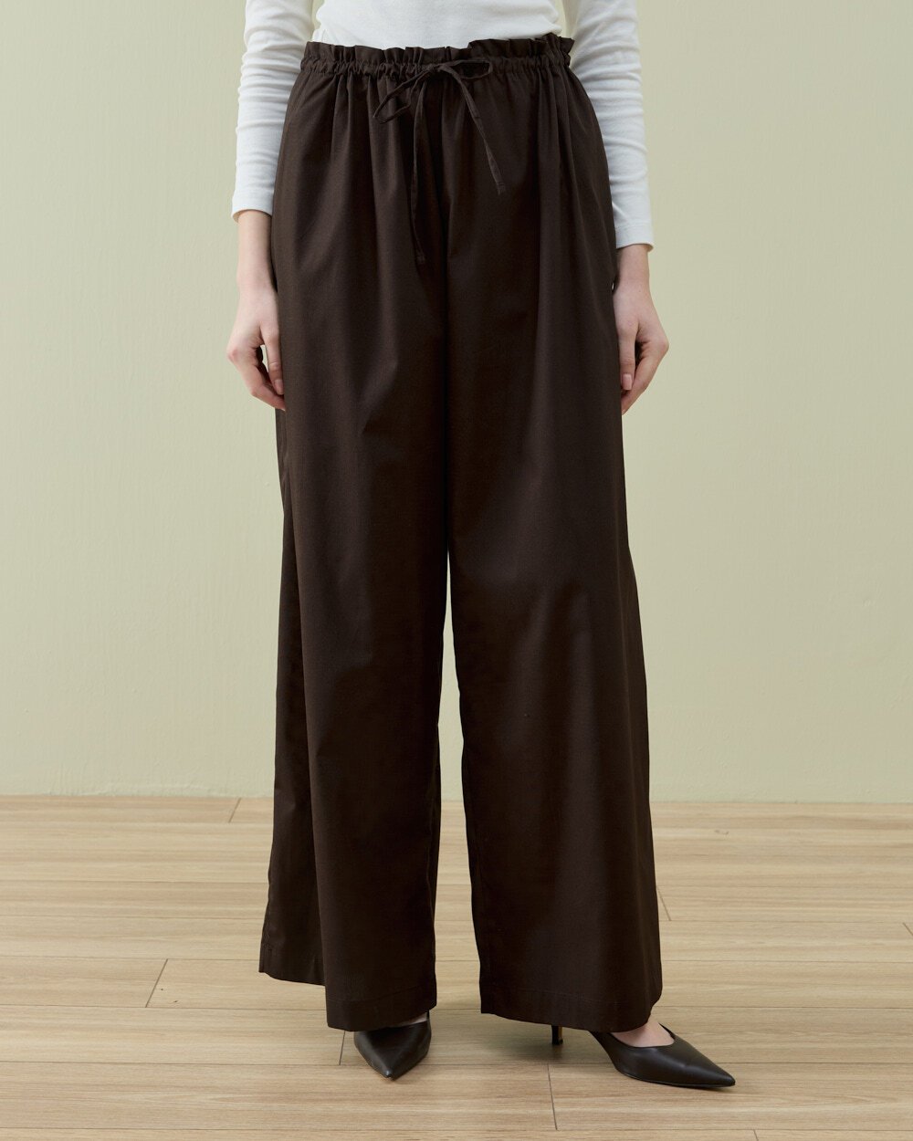 Poplin Wide Leg Bol Pantolon Kahve - Aybikestil