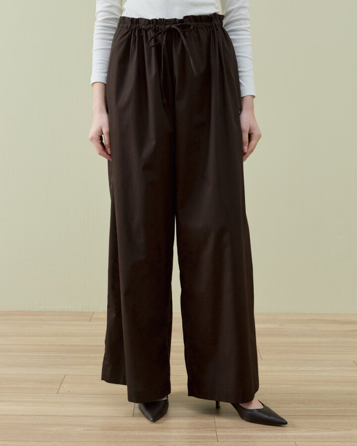 Poplin Wide Leg Bol Pantolon Kahve - Aybikestil