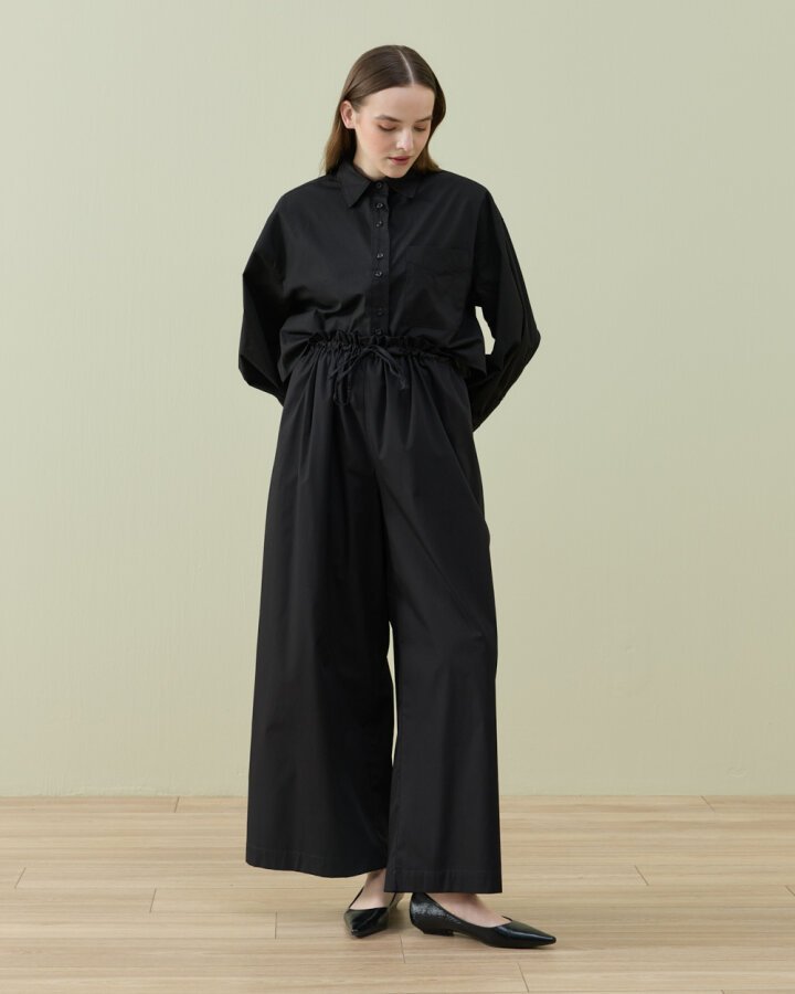 Poplin Wide Leg Bol Pantolon Siyah - Aybikestil (1)