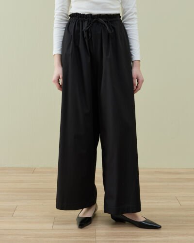 Poplin Wide Leg Bol Pantolon Siyah 