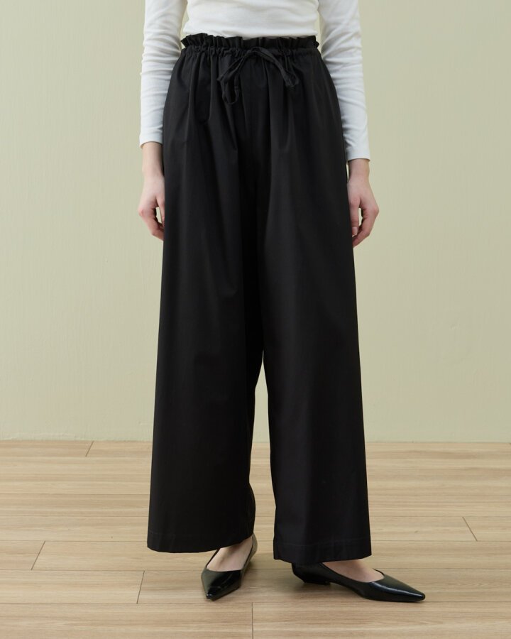 Poplin Wide Leg Bol Pantolon Siyah - Aybikestil