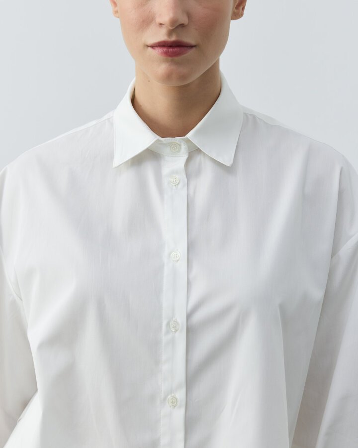 Poplin Yırtmaçlı Kısa Gömlek Ekru - Aybikestil (1)