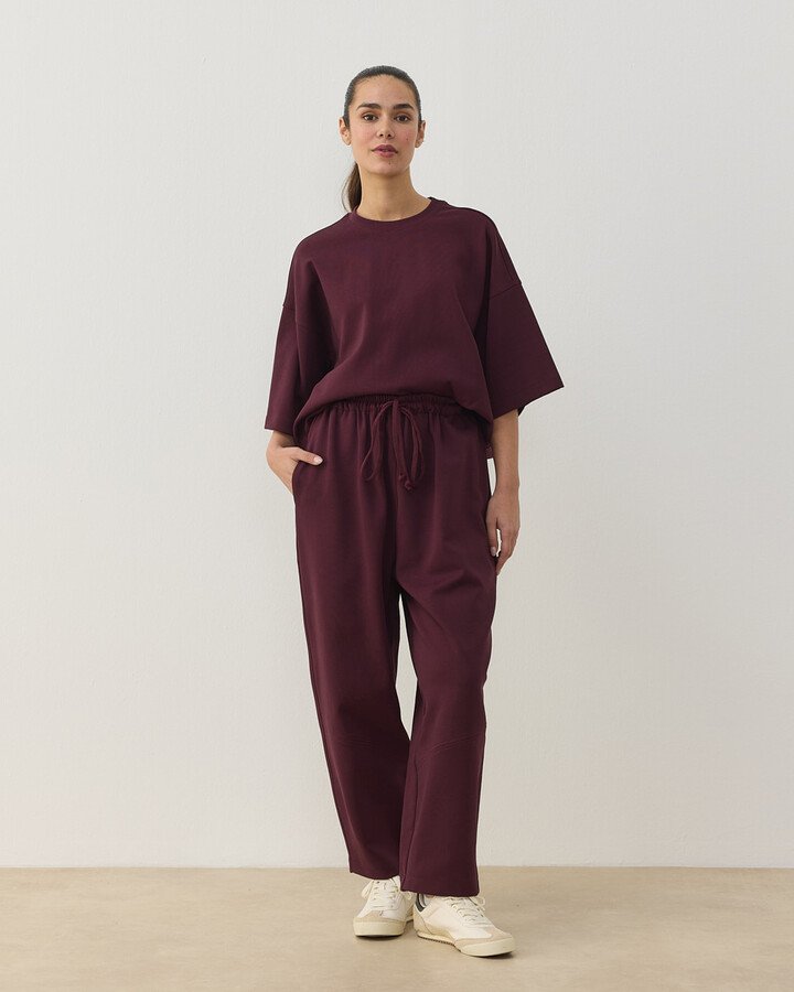 Premium Doubleface Baggy Fit Kesikli Pantolon Mürdüm - Aybikestil (1)