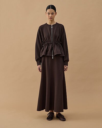 Premium Doubleface Fermuarlı Volanlı Tünelli Ceket Kahve - Aybikestil (1)