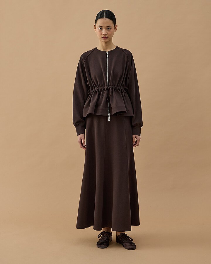 Premium Doubleface Fermuarlı Volanlı Tünelli Ceket Kahve - Aybikestil (1)