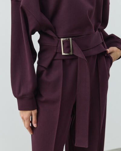 Premium Doubleface Kemerli Mini Sweat Mürdüm - Aybikestil (1)