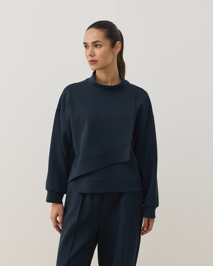 Premium Doubleface Kısa Amorf Formlu Sweat Lacivert - Aybikestil (1)