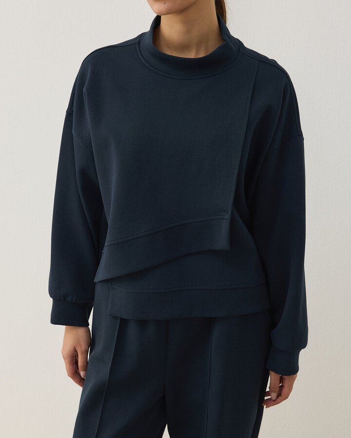 Premium Doubleface Kısa Amorf Formlu Sweat Lacivert - Aybikestil (1)