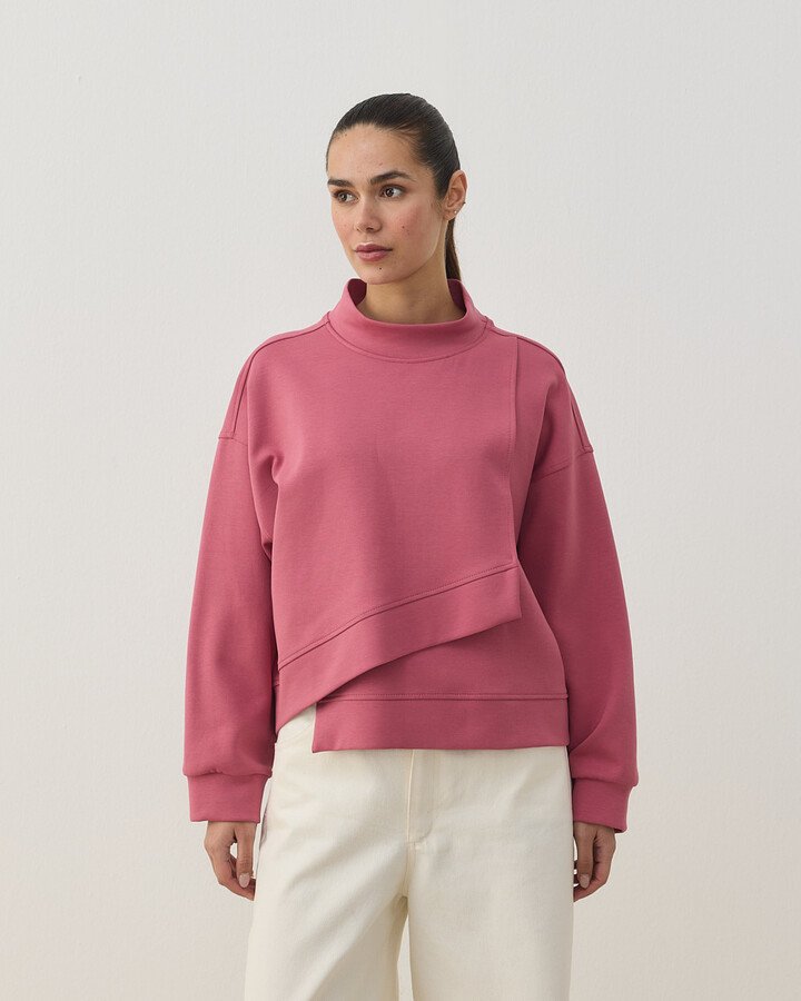 Premium Doubleface Kısa Amorf Formlu Sweat Pembe - Aybikestil (1)