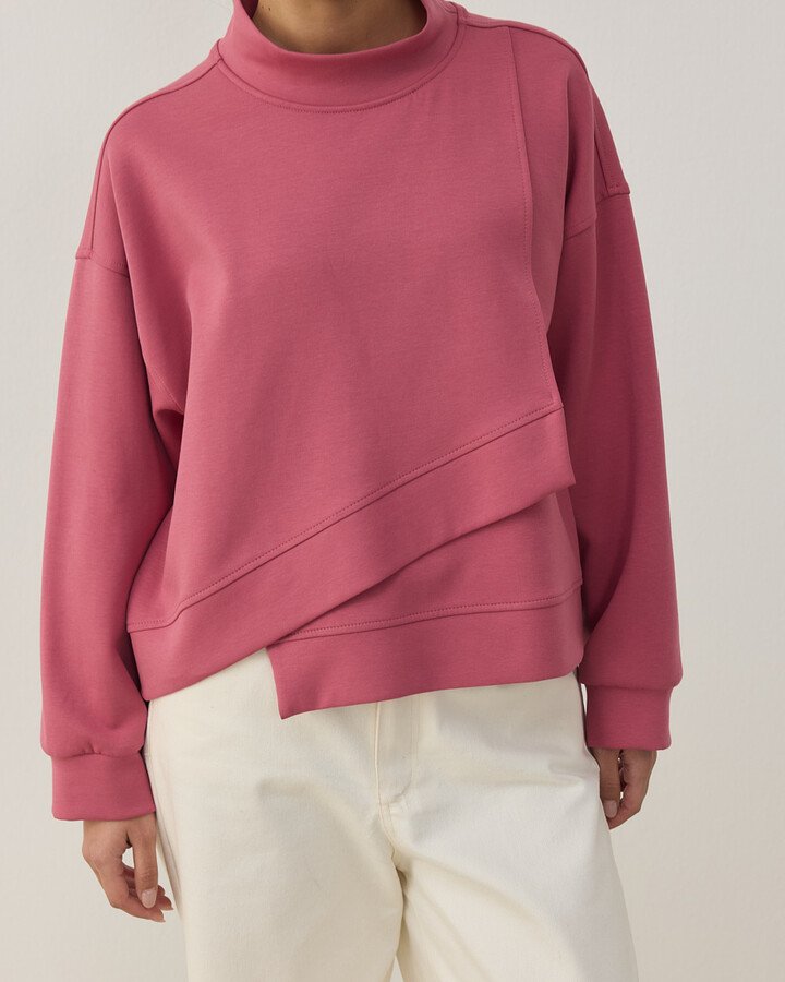 Premium Doubleface Kısa Amorf Formlu Sweat Pembe - Aybikestil (1)