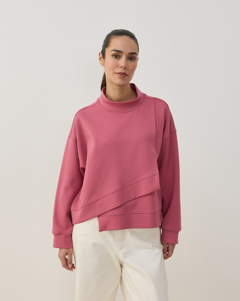 Premium Doubleface Kısa Amorf Formlu Sweat Pembe - Aybikestil