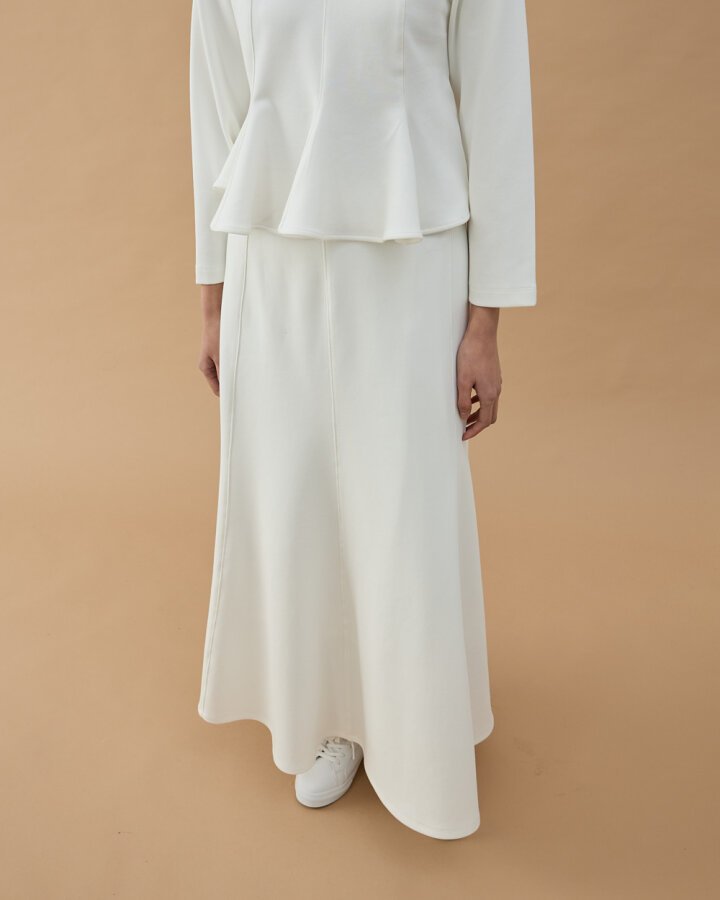 Premium Doubleface Kuplu Parçalı Etek Ekru - Aybikestil (1)