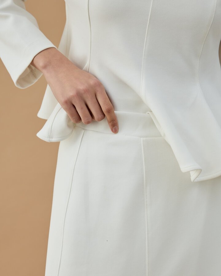 Premium Doubleface Kuplu Parçalı Etek Ekru - Aybikestil (1)