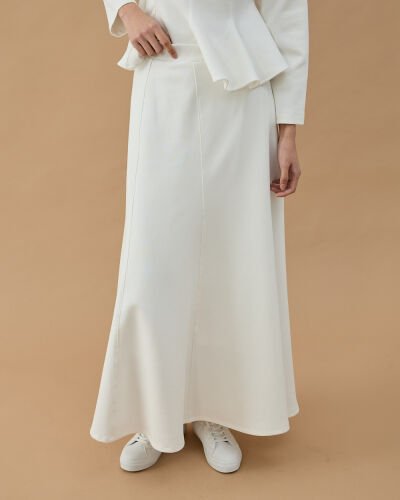 Premium Doubleface Kuplu Parçalı Etek Ekru 