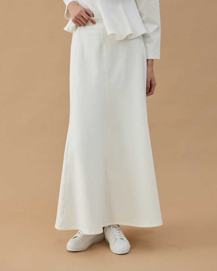 Premium Doubleface Kuplu Parçalı Etek Ekru - Aybikestil (1)