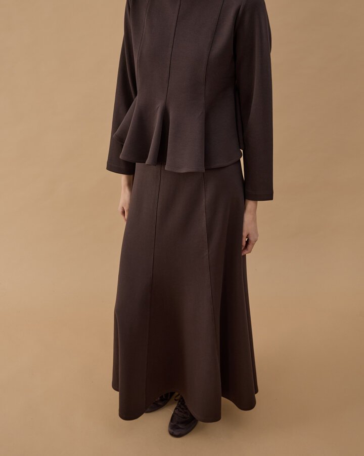 Premium Doubleface Kuplu Parçalı Etek Kahve - Aybikestil (1)