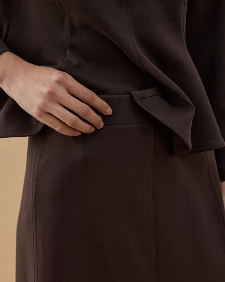 Premium Doubleface Kuplu Parçalı Etek Kahve - Aybikestil (1)