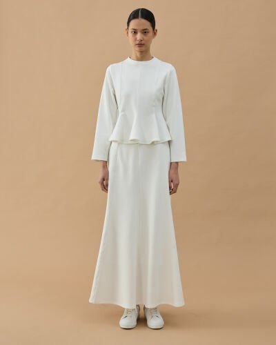 Premium Doubleface Kuplu Volanlı Bluz Ekru - Aybikestil (1)