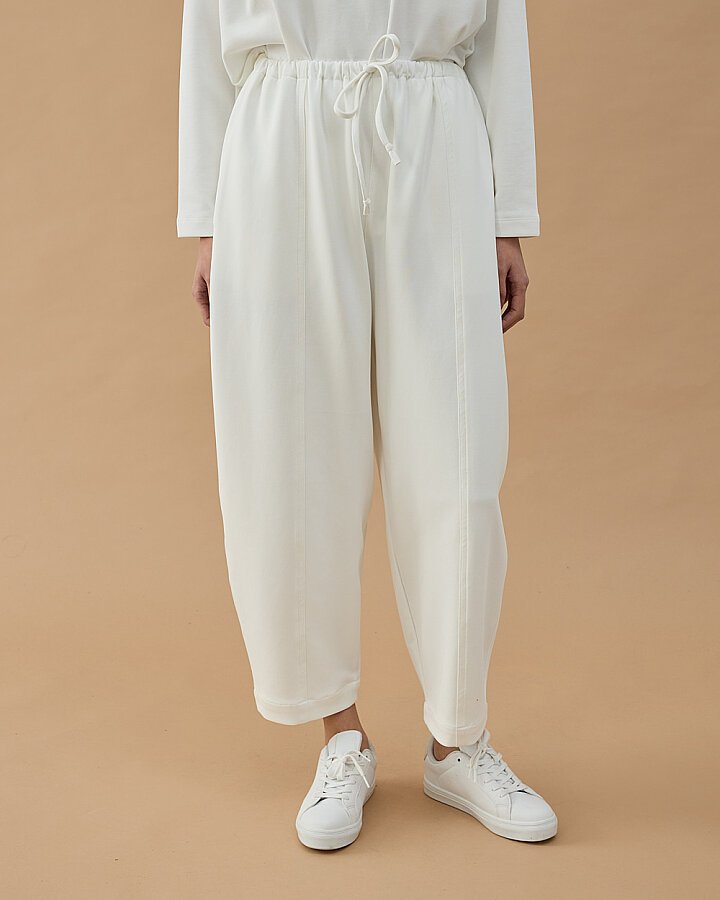 Premium Doubleface Loose Fit Önü Dikişli Pantolon Ekru - Aybikestil (1)