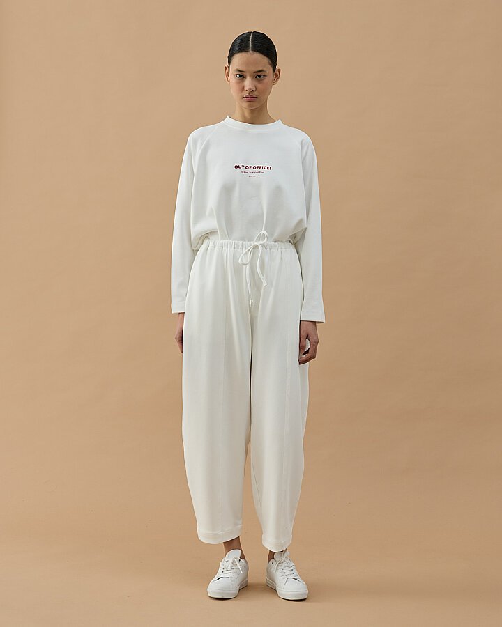 Premium Doubleface Loose Fit Önü Dikişli Pantolon Ekru - Aybikestil (1)