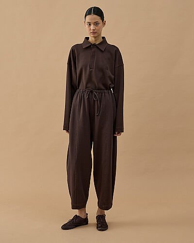 Premium Doubleface Loose Fit Önü Dikişli Pantolon Kahve - Aybikestil (1)