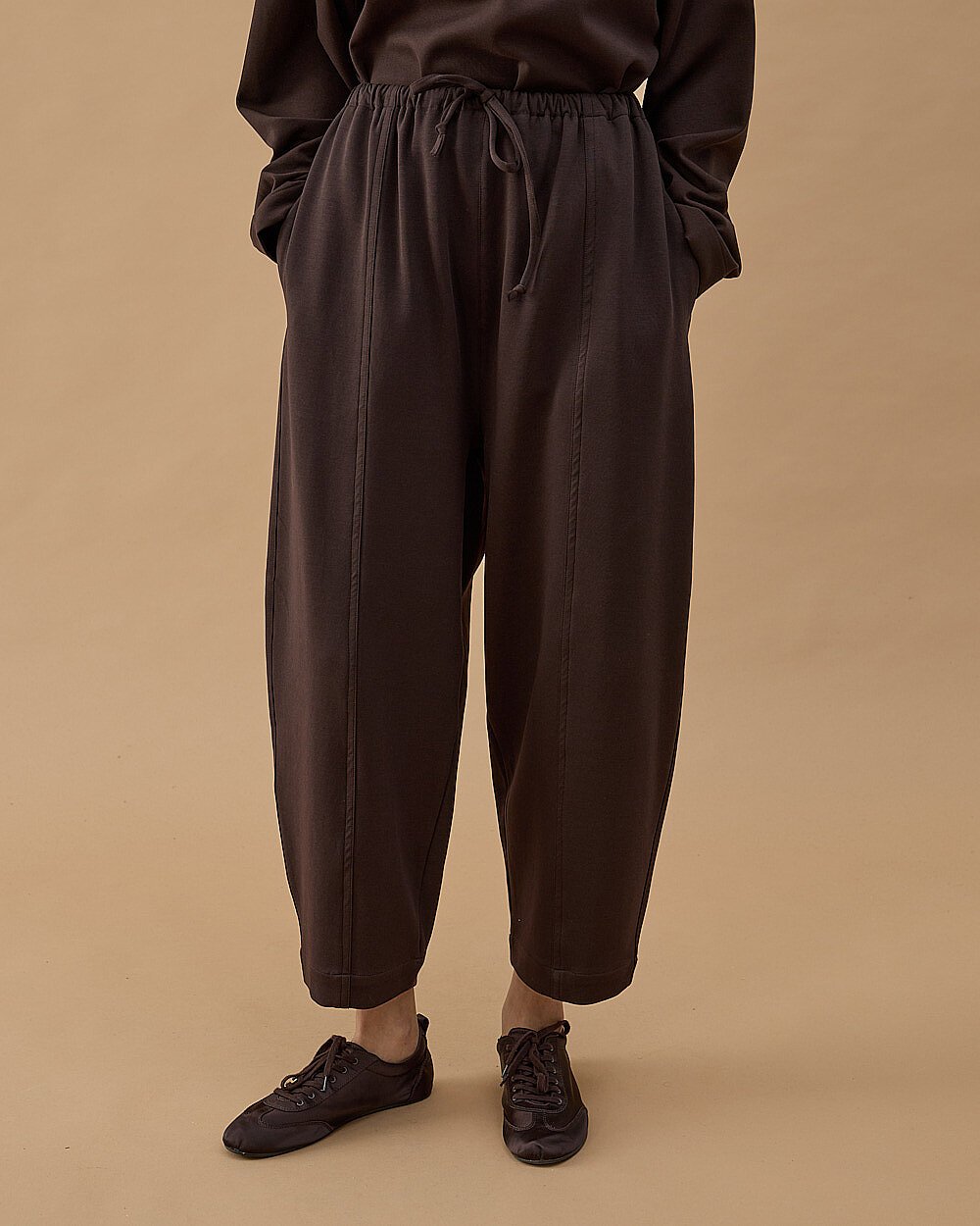 Premium Doubleface Loose Fit Önü Dikişli Pantolon Kahve - Aybikestil