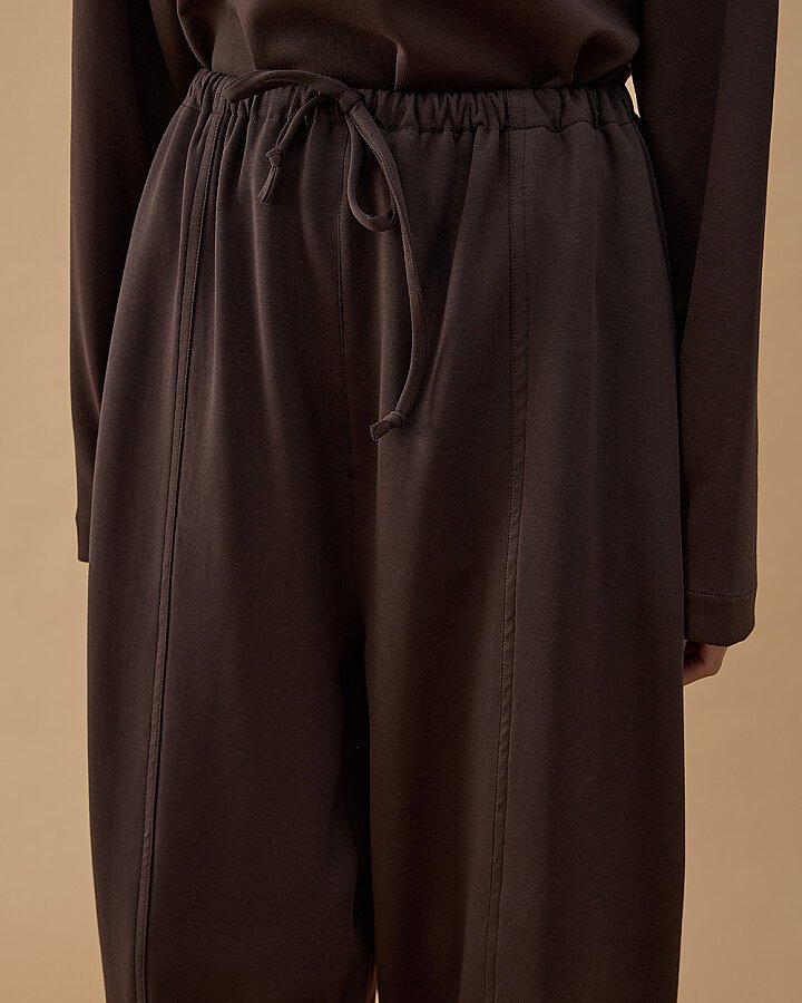 Premium Doubleface Loose Fit Önü Dikişli Pantolon Kahve - Aybikestil (1)