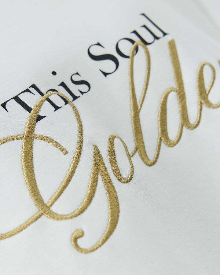 Premium Doubleface Nakış Baskılı Relax Bluz Golden - Aybikestil (1)