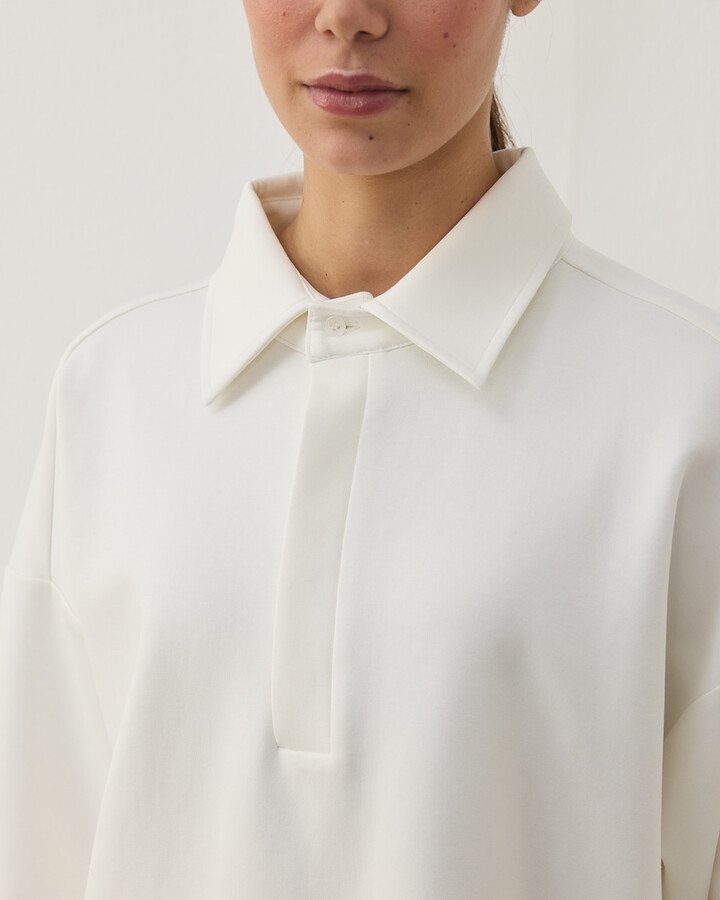 Premium Doubleface Polo Yaka Sweat Ekru - Aybikestil (1)