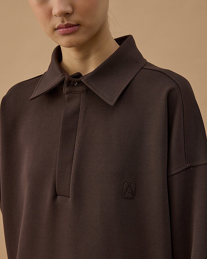 Premium Doubleface Polo Yaka Sweat Kahve - Aybikestil (1)