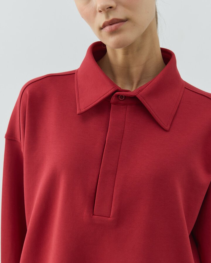 Premium Doubleface Polo Yaka Sweat Kırmızı - Aybikestil (1)