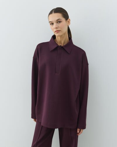 Premium Doubleface Polo Yaka Sweat Mürdüm - Aybikestil (1)