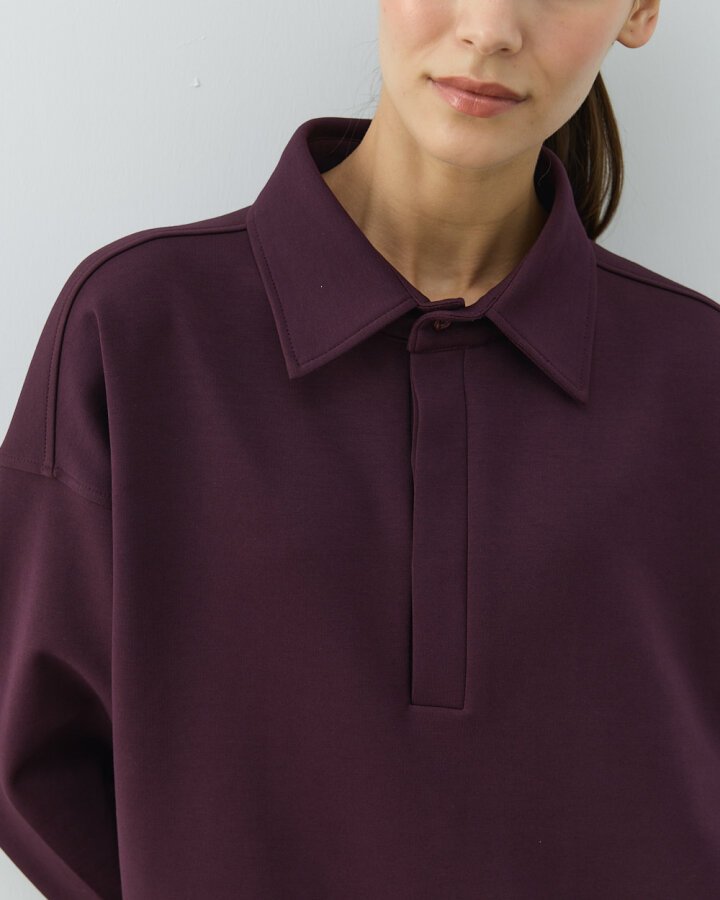 Premium Doubleface Polo Yaka Sweat Mürdüm - Aybikestil (1)