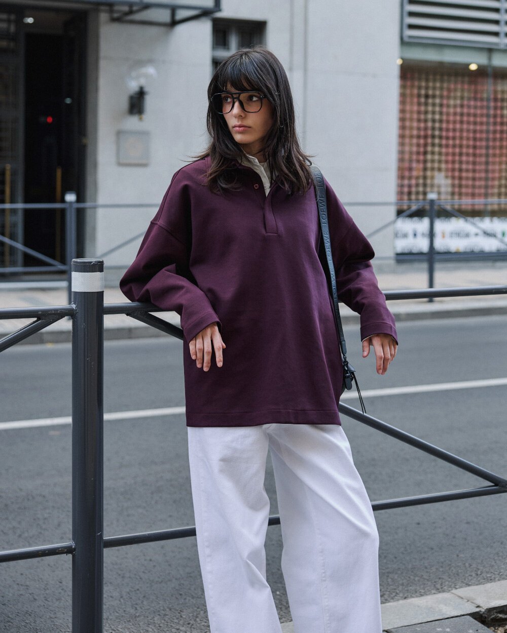 Premium Doubleface Polo Yaka Sweat Mürdüm - Aybikestil