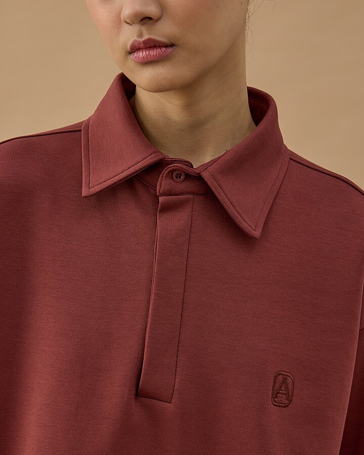 Premium Doubleface Polo Yaka Sweat Terra Cotta - Aybikestil (1)