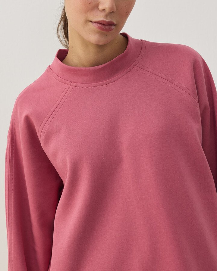 Premium Doubleface Reglan Kollu Çift Dikiş Detaylı Sweatshirt Pembe - Aybikestil (1)