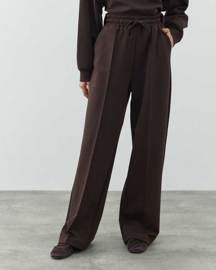 Premium Doubleface Straight Fit Nervürlü Eşofman Altı Acı Kahve - Aybikestil (1)