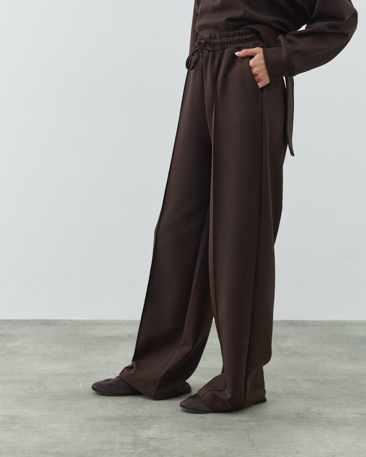 Premium Doubleface Straight Fit Nervürlü Eşofman Altı Acı Kahve - Aybikestil (1)