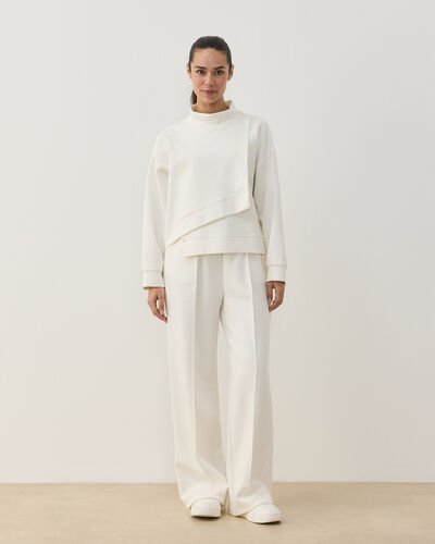 Premium Doubleface Straight Fit Nervürlü Eşofman Altı Ekru - Aybikestil (1)