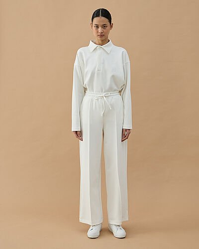 Premium Doubleface Straight Fit Nervürlü Eşofman Altı Ekru - Aybikestil (1)