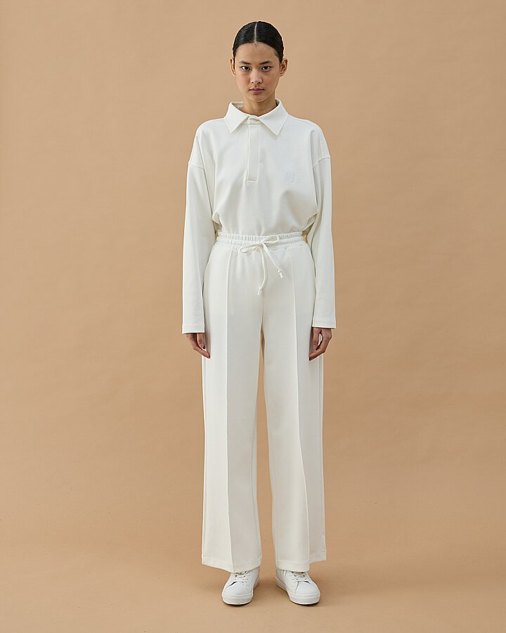 Premium Doubleface Straight Fit Nervürlü Eşofman Altı Ekru - Aybikestil (1)