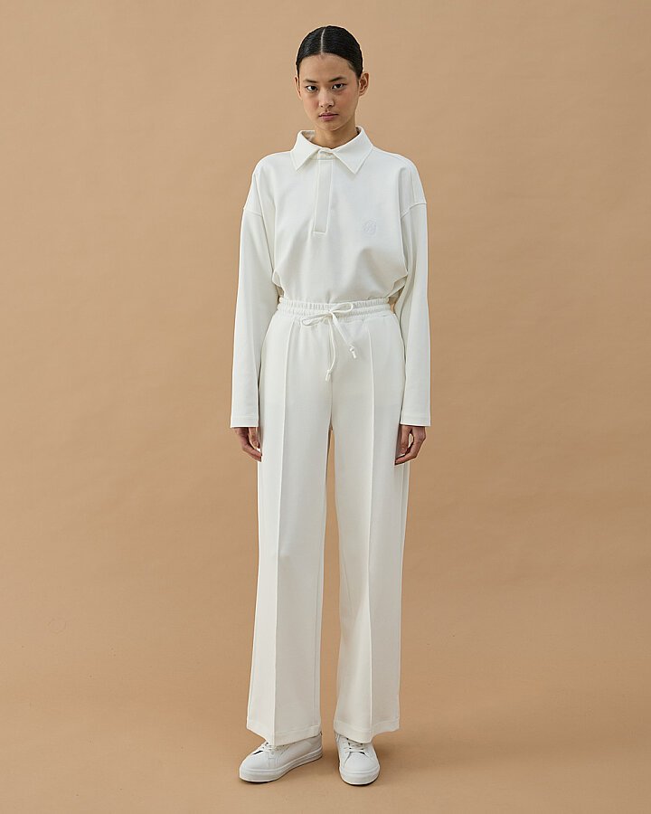 Premium Doubleface Straight Fit Nervürlü Eşofman Altı Ekru - Aybikestil (1)